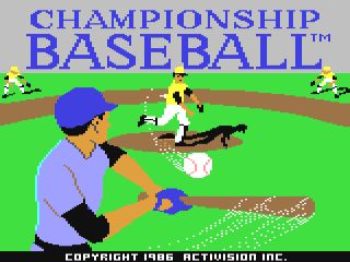 Championship Baseball title screen for Commodore 64